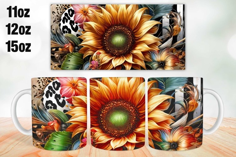 Sunflower Mug Wrap Sublimation 11oz, 12oz, 15oz