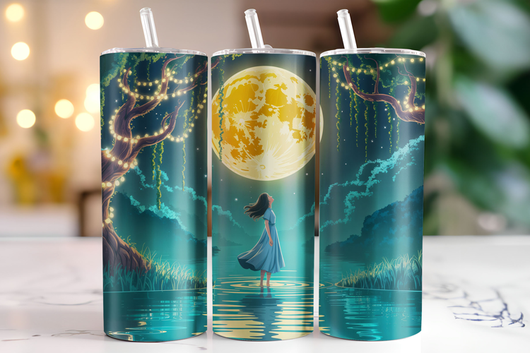 Girl & Moon Tumbler Wrap | Sublimation | Tumblers