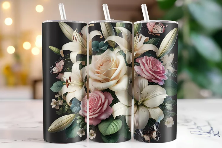 Flowers Tumbler Wrap | Sublimation | Tumblers
