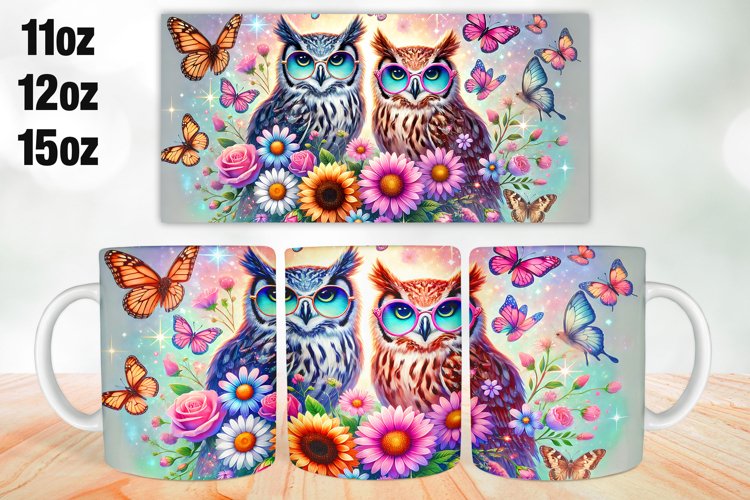 Owls Valentine Day Mug Wrap Sublimation 11oz, 12oz, 15oz