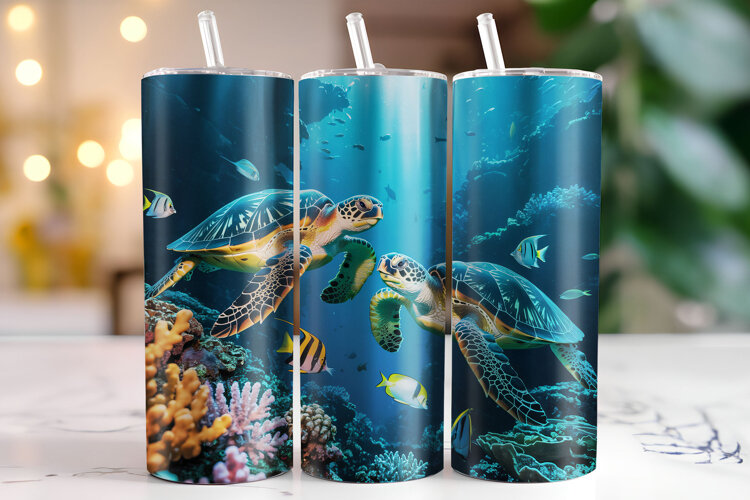Turtle Tumbler Wrap | Sublimation | Tumblers example image 1