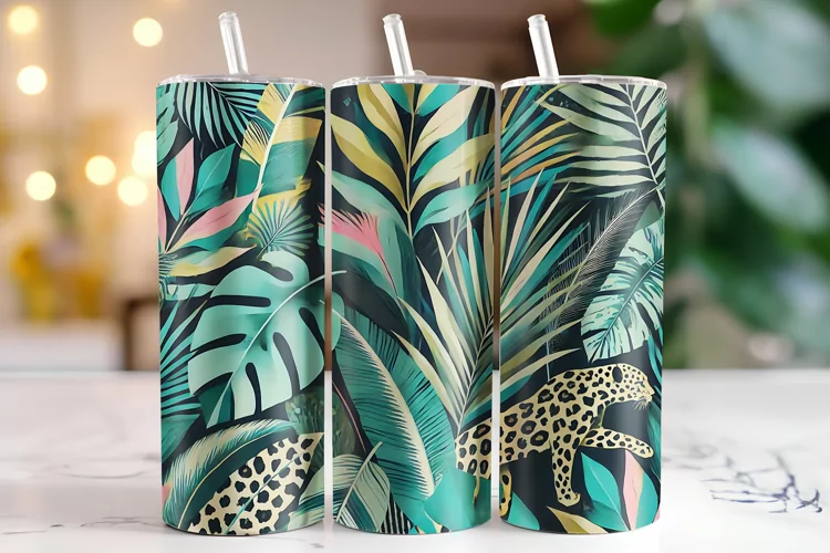 Tropical plants Tumbler Wrap | Sublimation | Tumblers
