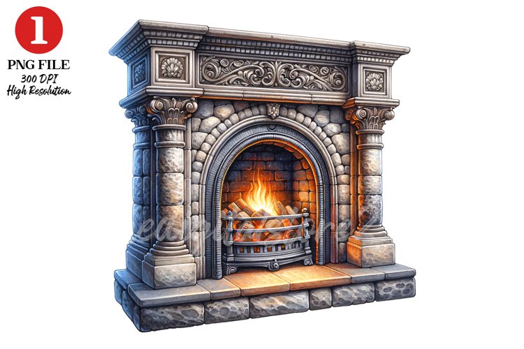 Fireplace Clipart Sublimation Design