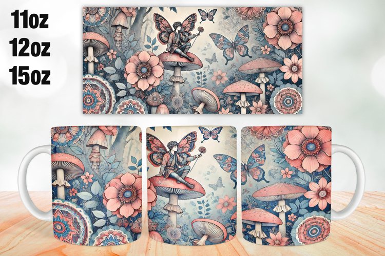 Mushroom Mug Wrap Sublimation 11oz, 12oz, 15oz