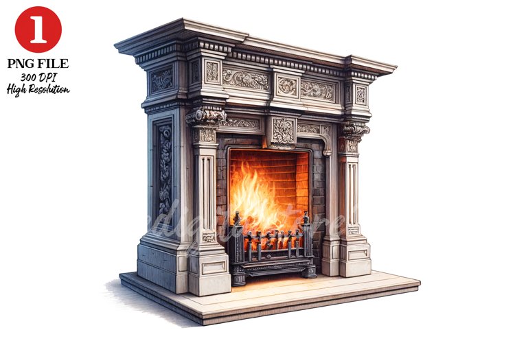 Fireplace Clipart Sublimation Design