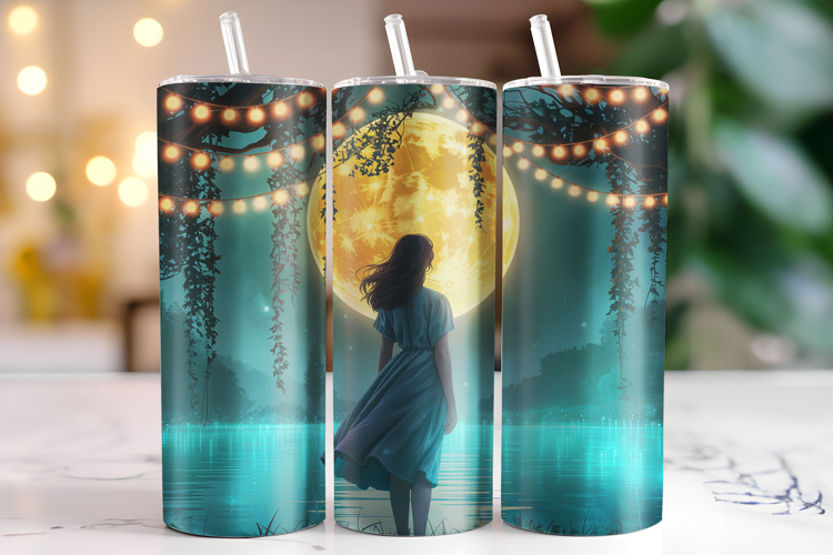 Girl & Moon Tumbler Wrap | Sublimation | Tumblers