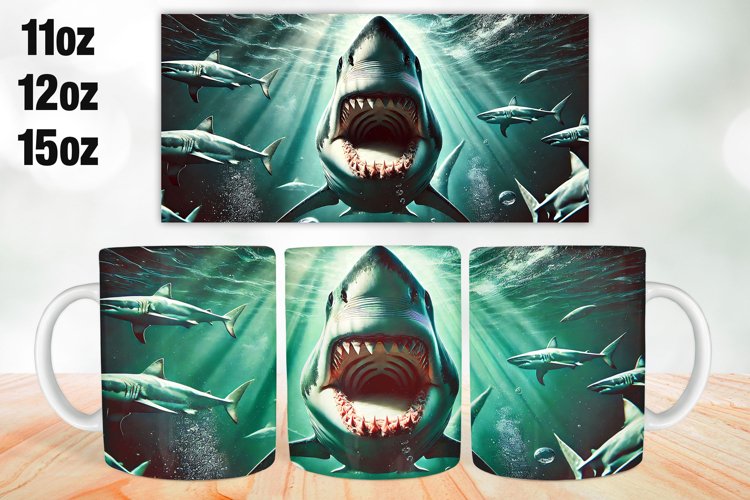 Shark Mug Wrap Sublimation 11oz, 12oz, 15oz
