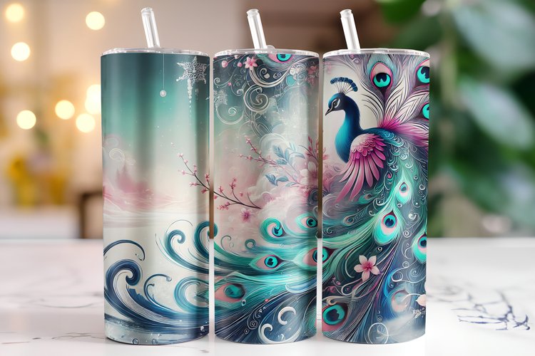 Peacock Tumbler Wrap | Sublimation | Tumblers example image 1