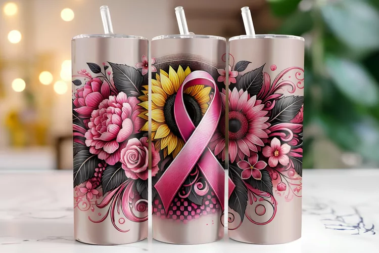 Cancer Awareness Ribbon Tumbler Wrap | Sublimation | Tumbler