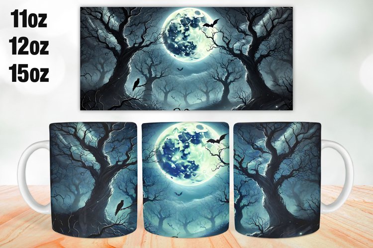 Halloween Moon Mug Wrap Sublimation 11oz, 12oz, 15oz