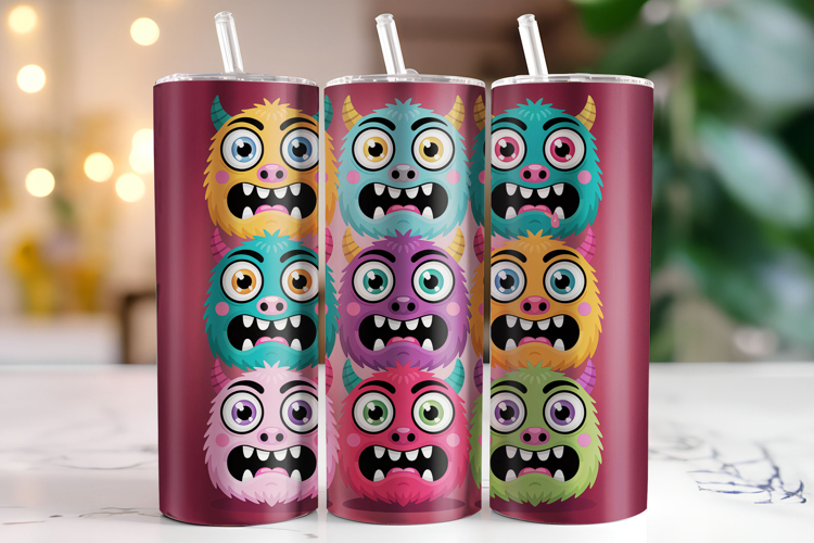Monsters Cartoon Tumbler Wrap | Sublimation | Tumblers