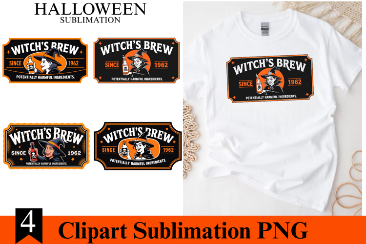 4 Halloween Wtchs brew Clipart PNG | Spooky Season Png