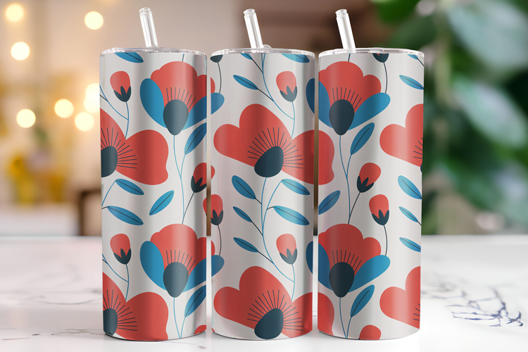 Flowers 4th of July Tumbler Wrap | Sublimation | Tumbler