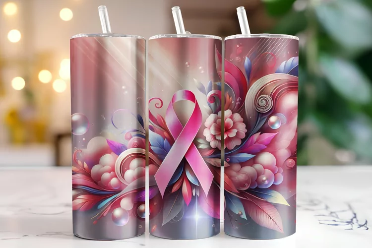 Cancer Awareness Ribbon Tumbler Wrap | Sublimation | Tumbler