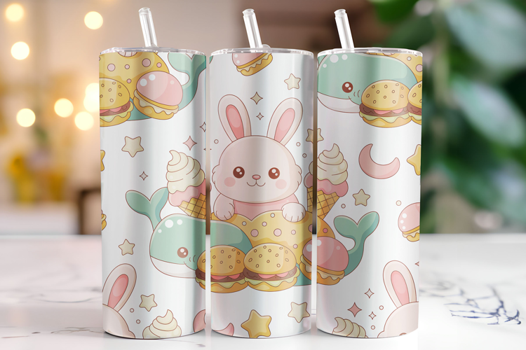Bunny & Ice Cream Tumbler Wrap | Sublimation | Tumblers