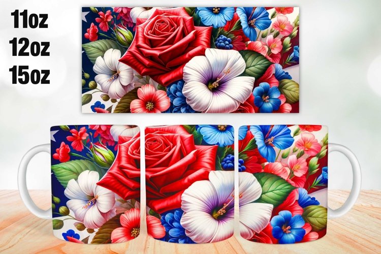 4th of July Mug Wrap Sublimation 11oz, 12oz, 15oz