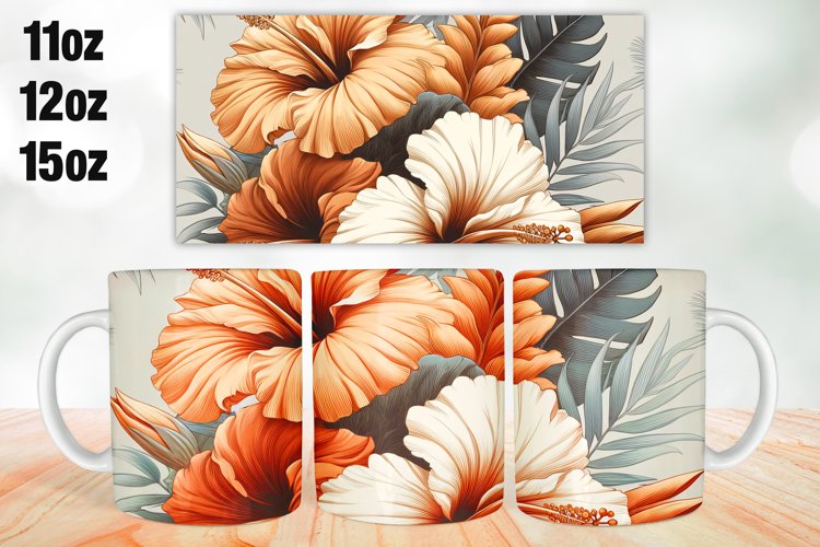 Hibiscus Tropical Mug Wrap Sublimation 11oz, 12oz, 15oz