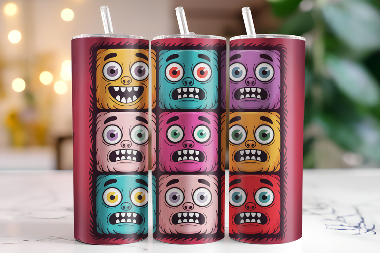 Monsters Cartoon Tumbler Wrap | Sublimation | Tumblers