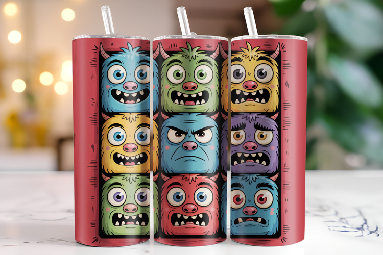 Monsters Cartoon Tumbler Wrap | Sublimation | Tumblers