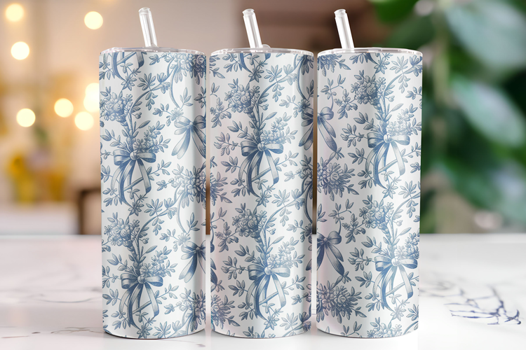 Flowers & Bow Tumbler Wrap | Sublimation | Tumblers