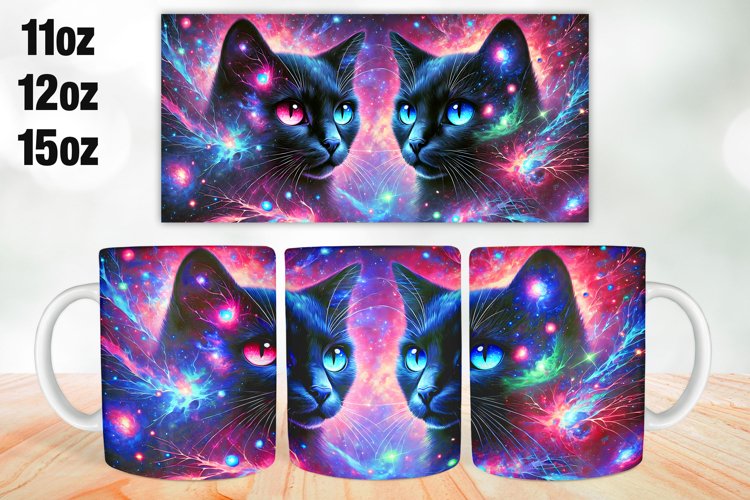 Cat Mug Wrap Sublimation 11oz, 12oz, 15oz