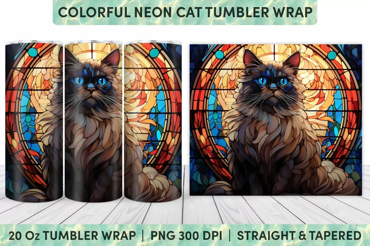 Stained Glass Cat Tumbler Wrap | Stained Glass | Tumbler