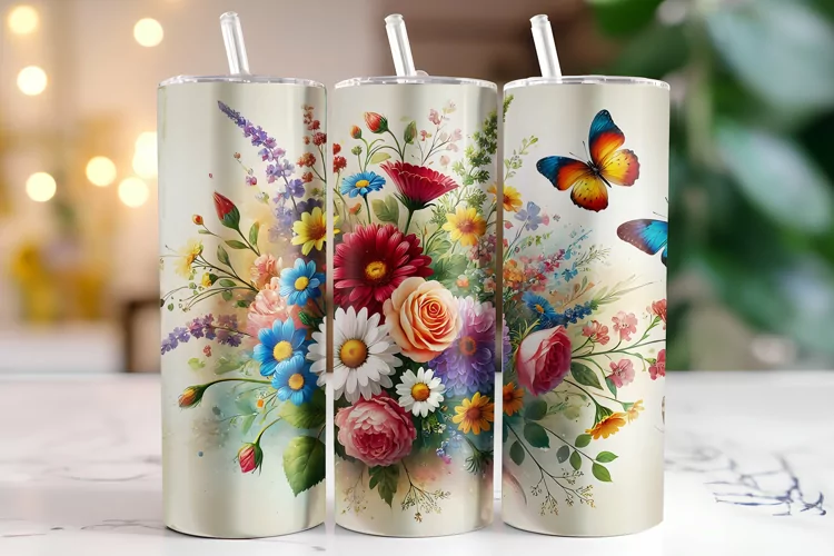 Flowers Tumbler Wrap | Sublimation | Tumblers