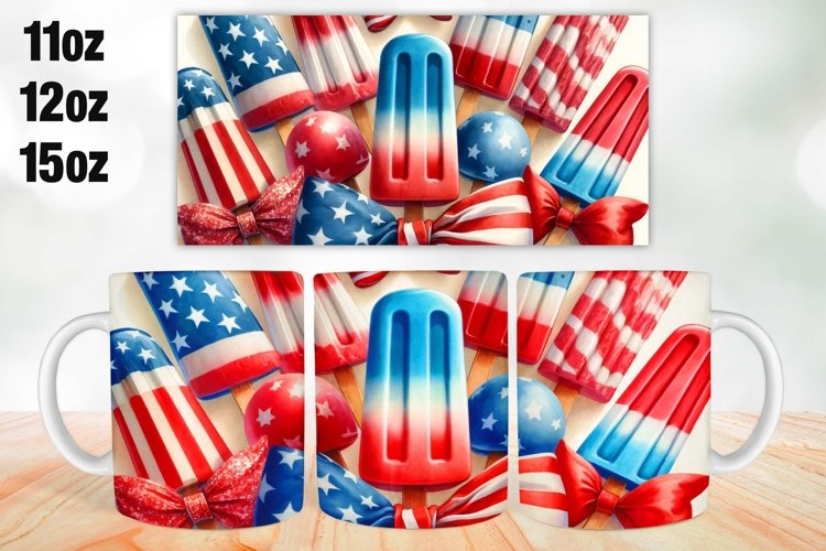 4th of July Mug Wrap Sublimation 11oz, 12oz, 15oz