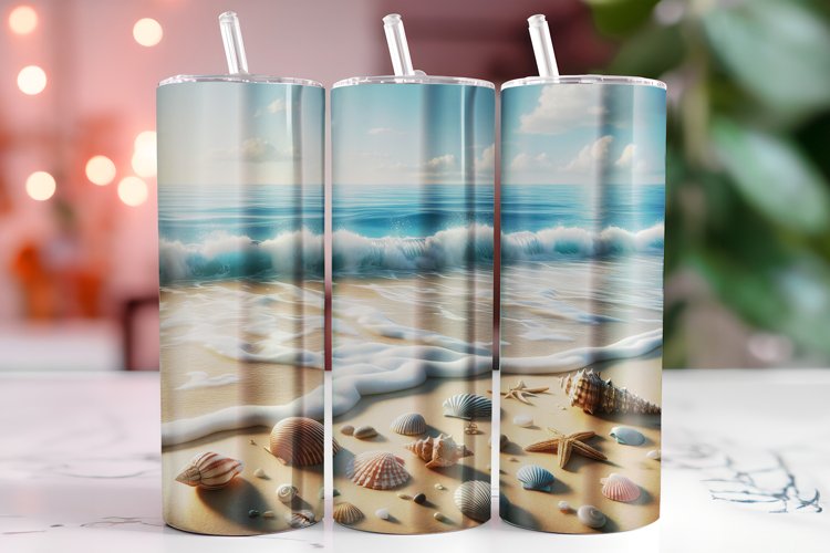Beach Tumbler Wrap Sublimation, 20oz Tumbler Wrap