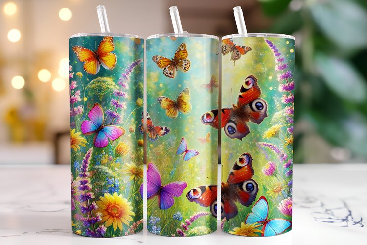 Flowers   Butterfly Tumbler Wrap | Sublimation | Tumblers