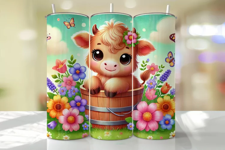 Highland Cow Tumbler Wrap | Sublimation | Tumblers