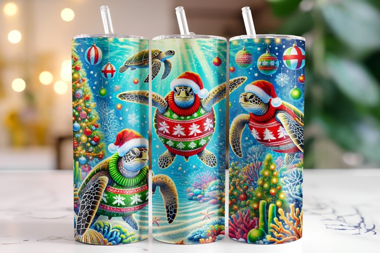 Christmas Turtle Tumbler Wrap | Sublimation | Tumblers