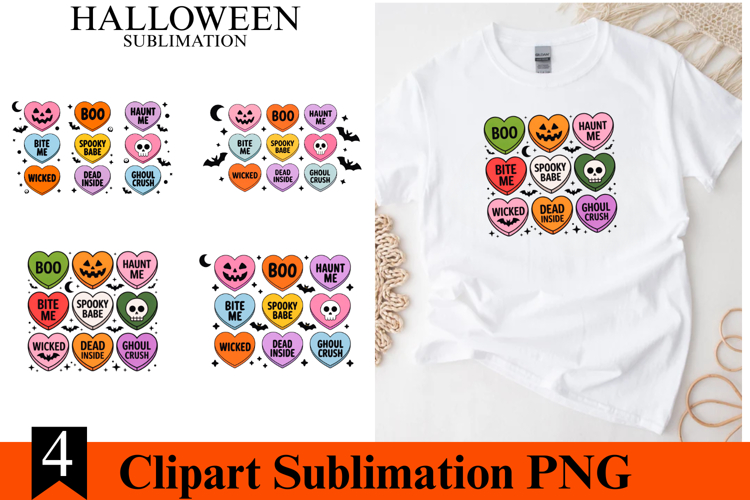 4 Halloween Heart Clipart PNG | Spooky Season Png