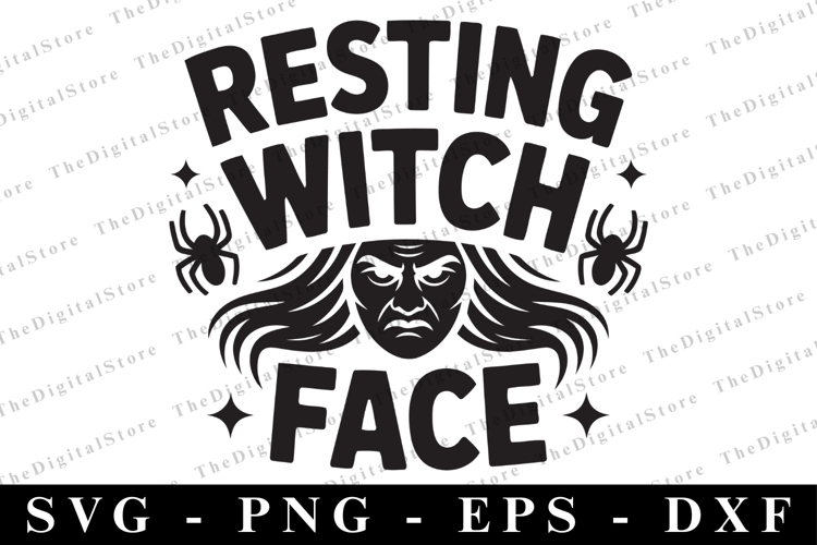 Resting Witxh Face Svg | Halloween Svg | Cricut example image 1