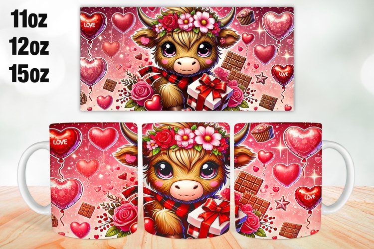 Happy Valentine Day Mug Wrap Sublimation 11oz, 12oz, 15oz