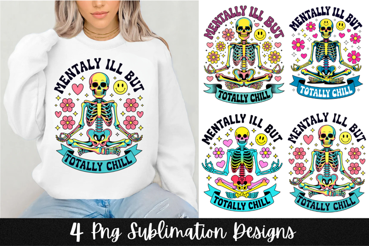 4 Funny Retro Skeletons Sarcastic PNG Sublimation