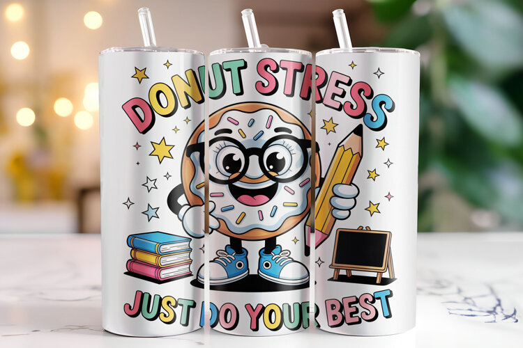 Donut Stress Tumbler Wrap | Sublimation | Tumblers example image 1