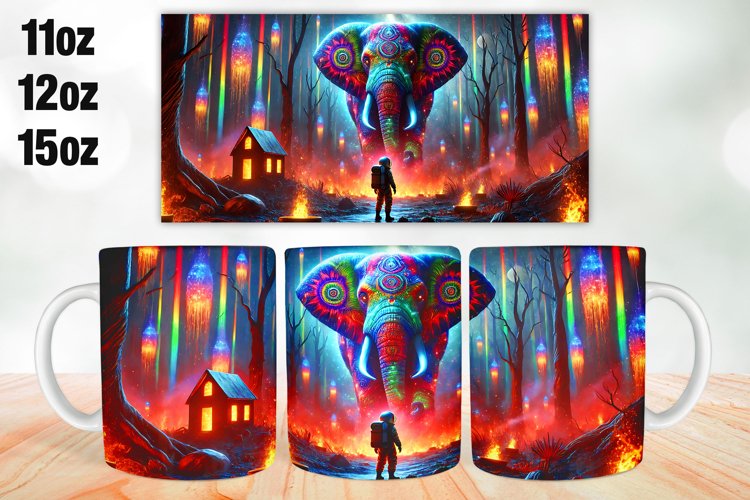 Elephant Mug Wrap Sublimation 11oz, 12oz, 15oz