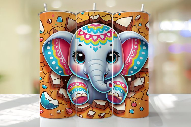 Elephant Tumbler Wrap | Sublimation | Tumblers example image 1