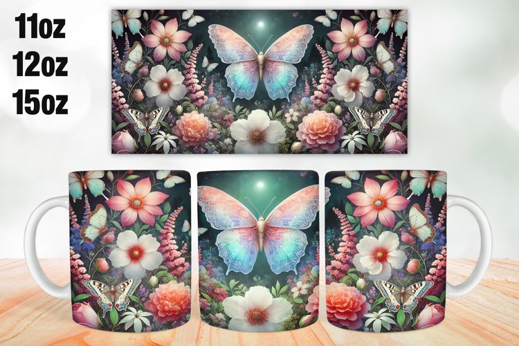 Butterfly Mug Wrap Sublimation 11oz, 12oz, 15oz