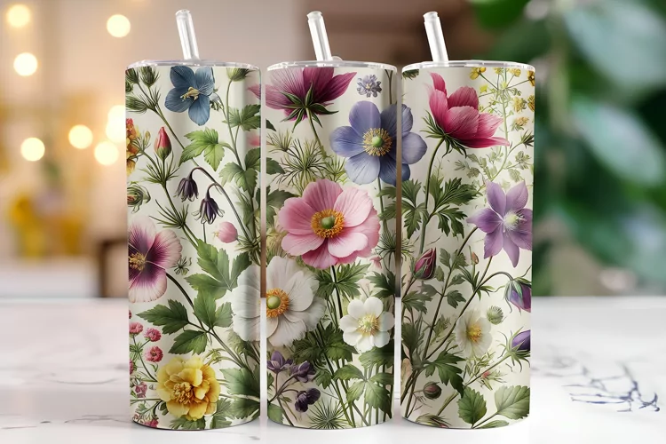 Flowers Tumbler Wrap | Sublimation | Tumblers