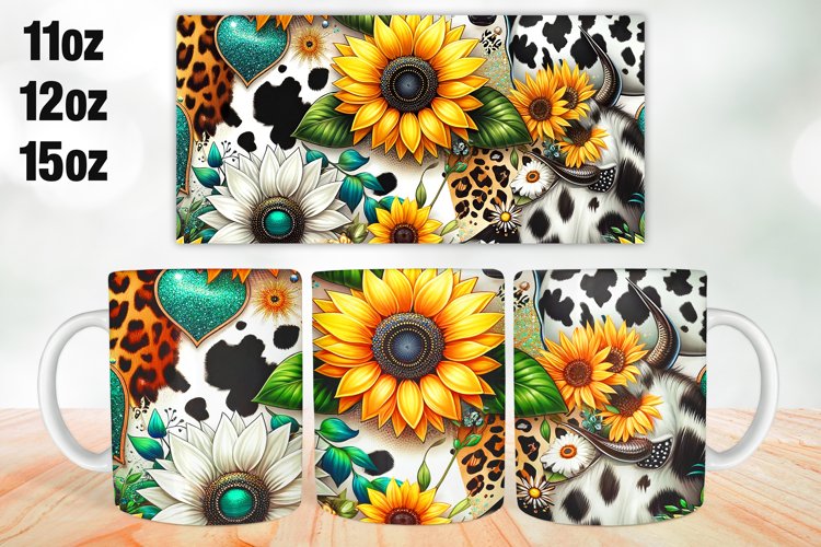 Sunflowers Mug Wrap Sublimation 11oz, 12oz, 15oz