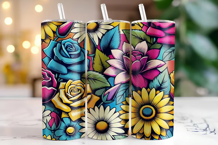 Flowers Tumbler Wrap | Sublimation | Tumblers