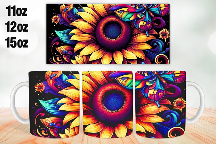 Sunflowers Mug Wrap Sublimation 11oz, 12oz, 15oz