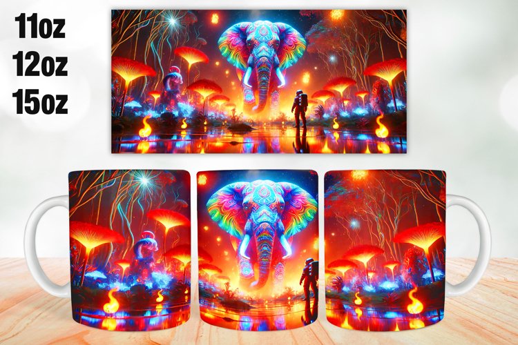 Elephant Mug Wrap Sublimation 11oz, 12oz, 15oz