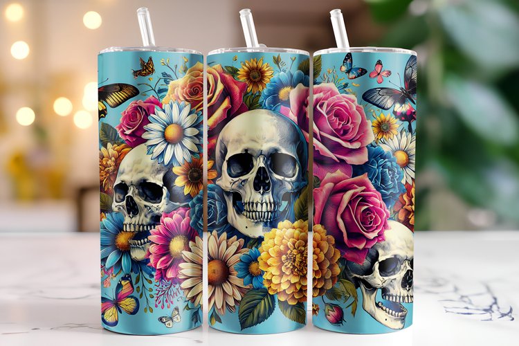 Skull Tumbler Wrap | Sublimation | Tumblers