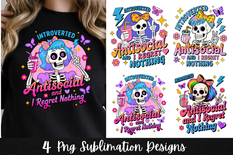 4 Funny Retro Skeleton Adult humor Sarcastic PNG Sublimat