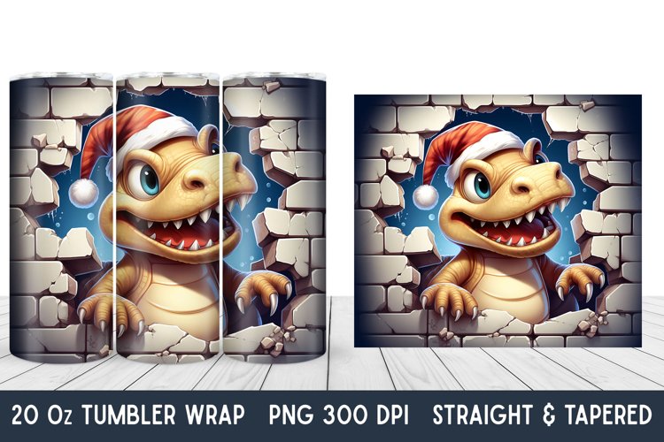 3D Christmas Tumbler Wrap | Broken Wall | Christmas PNG