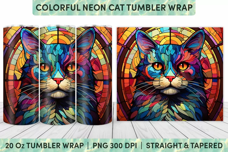 Stained Glass Cat Tumbler Wrap | Stained Glass | Tumbler