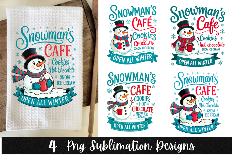 4 Retro Christmas Kitchen Towel PNG Sublimation